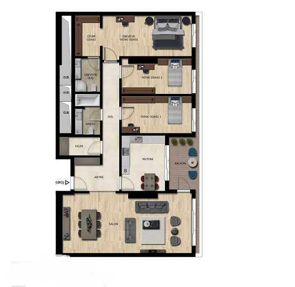Bursa Nature View Apartments - Sample 3 bedroom floor plan