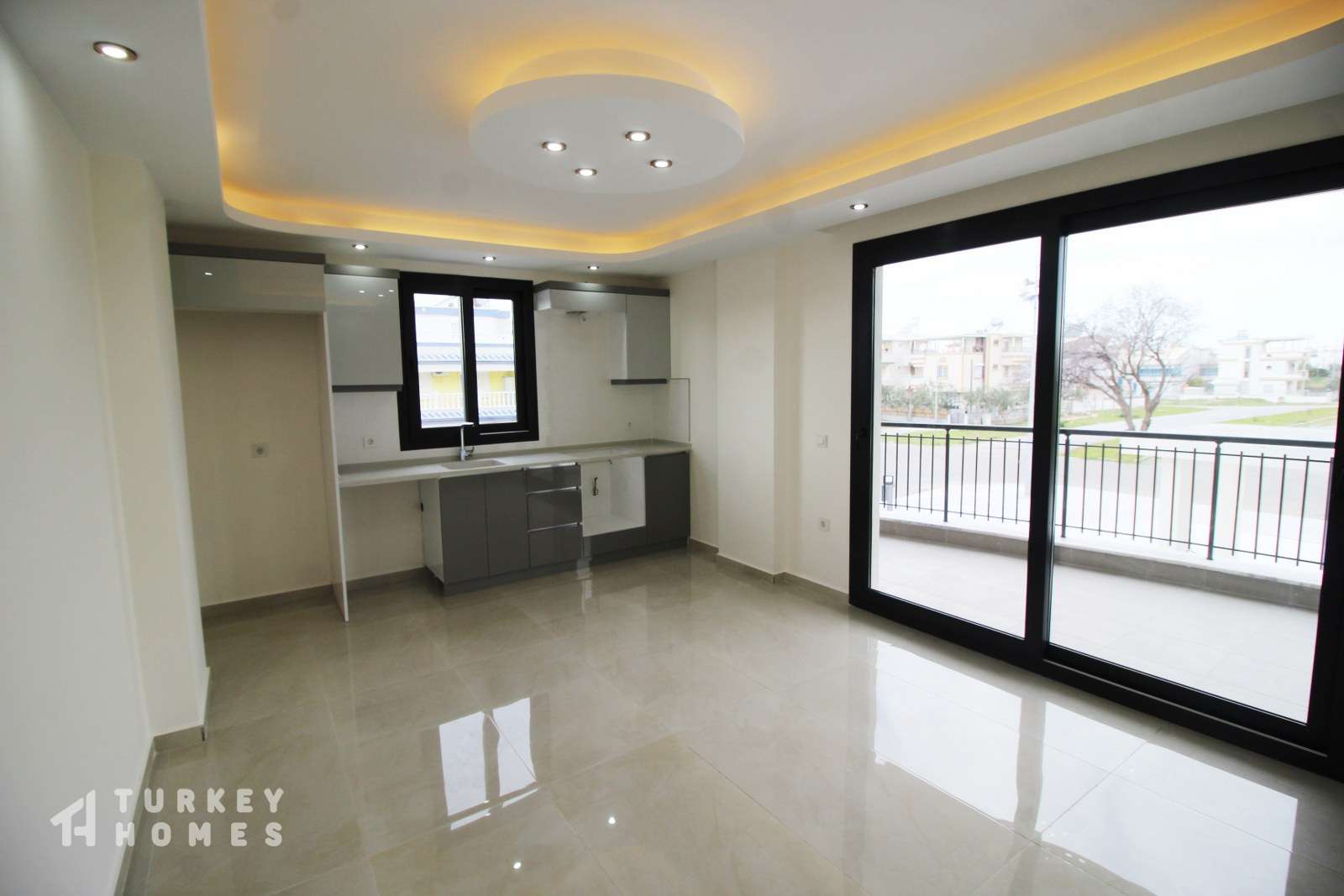 2-Bed Brand New Didim Apartment- Open Plan Living Area